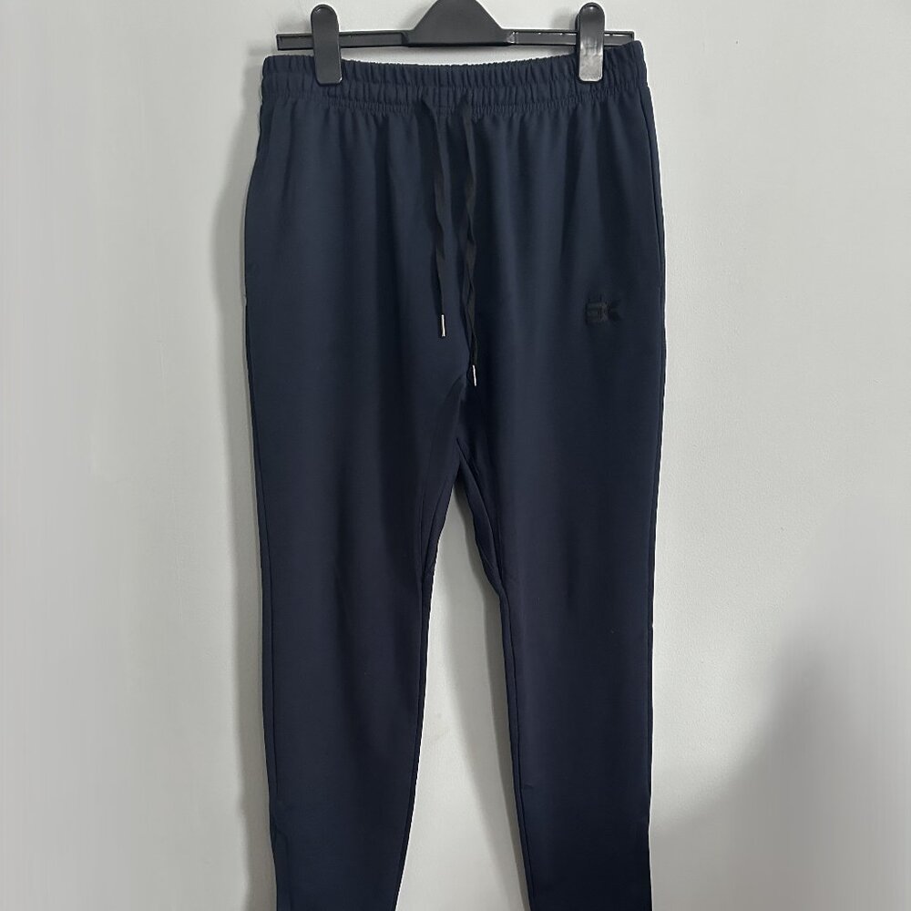 BROKIG Mens Slim Fit Gym Jogger Pants with Pockets (Large, Navy)